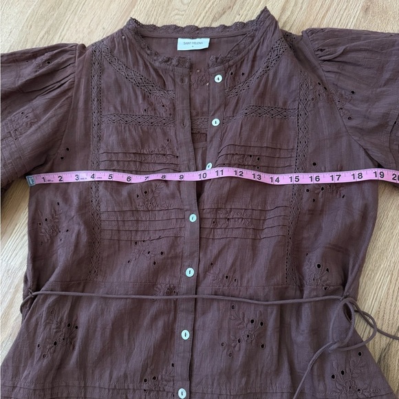 Saint Helena Rose Mini Dress Rose Clay Brown Eyelet 100% Cotton Size Small - Picture 8 of 13